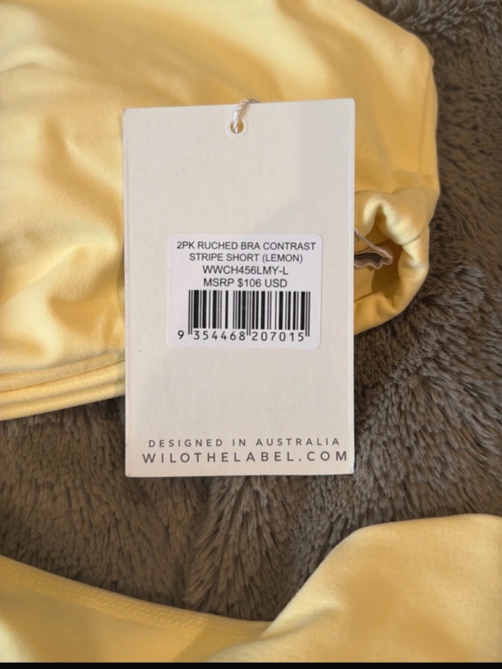Wilo Women's Pale Yellow Ruched Bralette and Short Set - Picture 3 of 5
